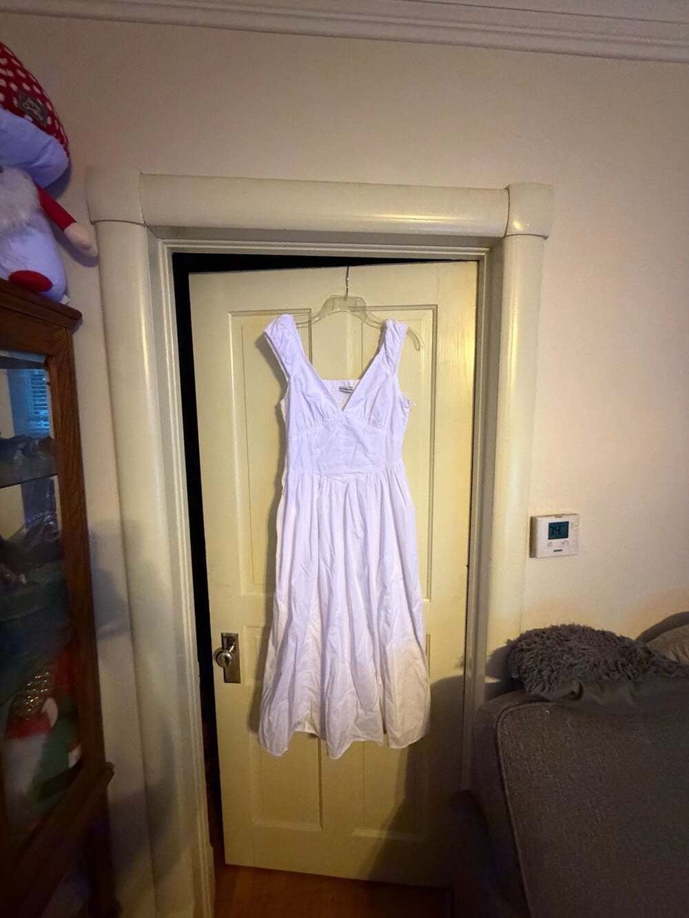 Abercrombie & Fitch Bra-Free Cap Sleeve Dipped Waist Midi Dress Size M White